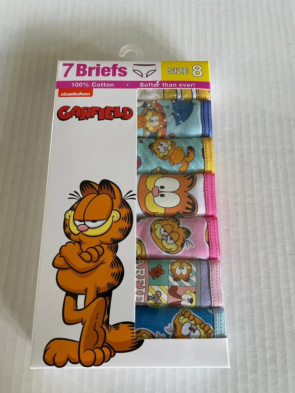 Girls Nickelodeon Garfields 7 pack panties underwear size 8 NWT